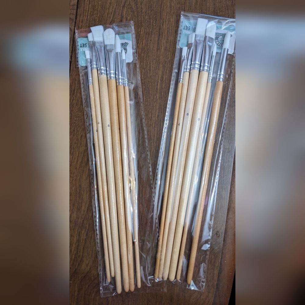 2 New six packs of long handled artskills Crafters paint brushes crafts, T12MIS